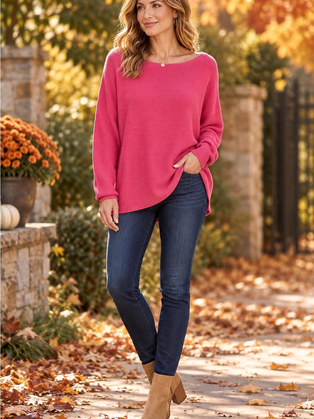 Tommy Bahama Women’s Pink Oversized Boat Neck Knit Sweater XL/TG
